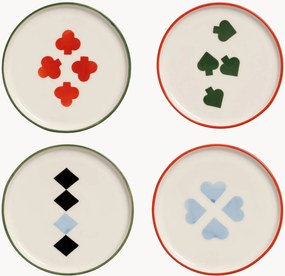 Set di 4 piatti da dessert dipinti a mano Deck