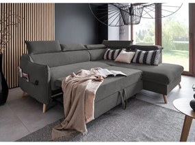Divano letto angolare in velluto grigio scuro (angolo destro) Sweet Harmony - Miuform