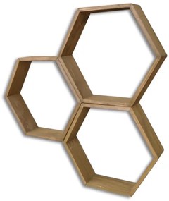 SET 3x Mensola da parete abete marrone