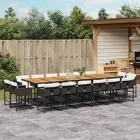 Set da Pranzo da Giardino 17 pz con Cuscini Nero in Polyrattan 3278198