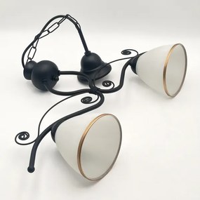 Lampadario a sospensione con catena RETRO 2xE27/60W/230V opaco nero