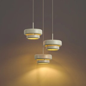 Lampada a sospensione retrò beige con paralume in metallo 3 luci - Ophelia