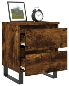 Comodini 2pz rovere fumo 40x35x50 cm in legno multistrato