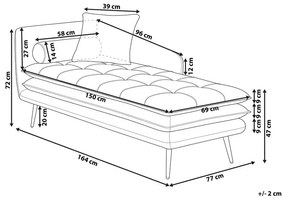 Chaise longue sinistra in velluto marrone e bianco GONESSE Beliani