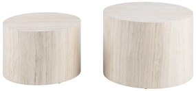Tavolini rotondi beige con decoro in pietra in set di 2 pezzi ø 58 cm Dice - Actona
