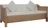 Divano a 3 Posti con Cuscini in Rattan Naturale 283077