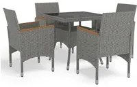 Set Mobili da Pranzo da Giardino 5 pz Grigio Polyrattan Acacia cod mxl 39424