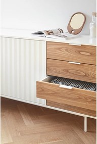 Cassettiera bassa bianca-colore naturale effetto rovere 159x80 cm Sierra – Teulat