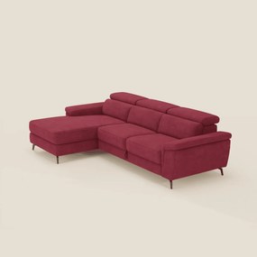 Estro Divano estraibile con chaise-longue e poggiatesta reclinabili in tessuto impermeabile T14 rosso
