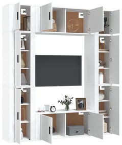 Set mobili porta tv 8pz bianco in legno multistrato