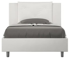 Letto una piazza e mezza contenitore imbottito 120x200 similpelle bianco Appia