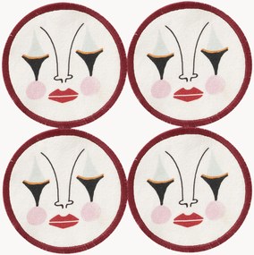 Set di 4 sottobicchieri dipinti a mano Pierrot