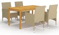 Set Mobili da Pranzo per Giardino 5 pz Beige