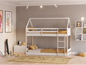 Letto da bambini a forma di casa/a castello bianco/di colore naturale 90x190 cm Valka – Marckeric