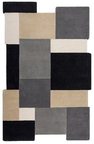 Tappeto nero e grigio in lana tessuto a mano 120x180 cm Collage Monochrome – Flair Rugs
