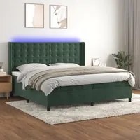 Letto a Molle con Materasso e LED Verde Scuro 200x200cm Velluto 3139826