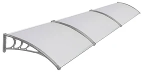 Pensilina in policarbonato grigio L 390 x P 100 cm struttura in alluminio