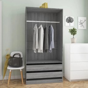 Armadio Grigio Sonoma 100x50x200 Cm İn Legno Multistrato /