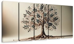Quadri 5 pezzi – Albero della vita decorativo con ornamenti