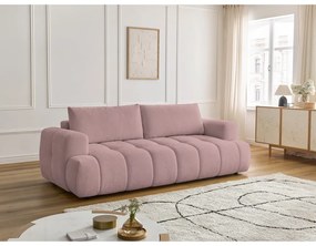 Divano rosa allungabile e con contenitore rivestito in ciniglia 251 cm Fuji – Bobochic Paris