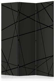 Paravento separè Incrocio oscuro (3 parti) - astratto geometrico in nero