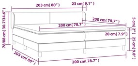 Giroletto a Molle con Materasso Marrone Scuro 200x200cm Tessuto