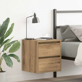 Comodini A Muro 2 Pz Rovere Artigianale 38x34x40 Cm /
