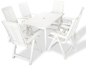 Set da Pranzo da Giardino 7 pz in Plastica Bianco