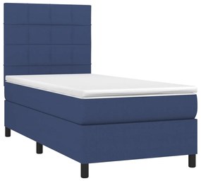 Letto a Molle con Materasso e LED Blu 80x200 cm in Tessuto