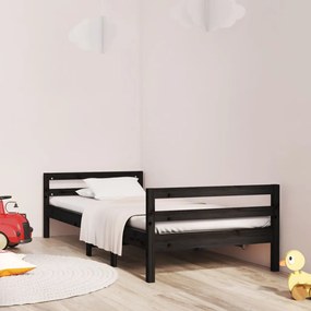 Giroletto Nero 90x200 Cm İn Legno Massello Di Pino /
