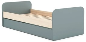 Letto da bambini estraibile verde polveroso con effetto pino con contenitore con rete inclusa 90x200 cm Esteban – Marckeric