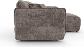 Divano angolare grigio tortora (con penisola a destra/con chaise lounge) con rivestimento in ciniglia Nelia – Ropez