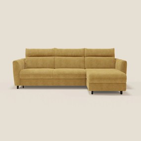 Peonia divano letto angolare con Penisola Contenitore - Materasso H18 cm in Bouclé Impermeabile T07