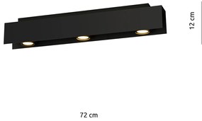 Plafoniera Moderna 3 Luci Cassiopea In Acciaio Nero