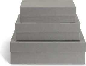 Scatole in set con coperchio grigie in cartone 3 pz 42,5x29,5x13 cm Kian Paper Laminate – Bigso