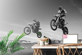 Carta da parati autoadesiva – Motociclisti in bianco e nero