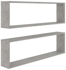 Mensole a Cubo 2 pz Grigio Cemento 100x15x30 cm in Truciolato