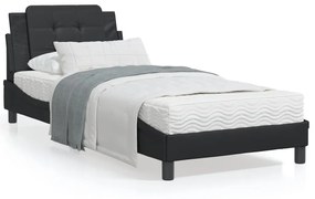 Letto con materasso nero 90x200 cm in similpelle