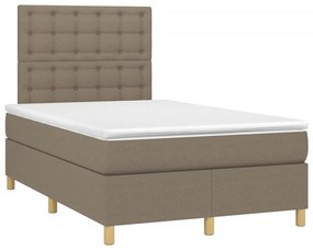 Letto a molle con materasso e led tortora 120x190 cm in tessuto