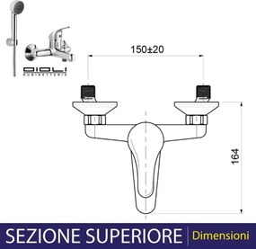 Miscelatore Vasca Esterno Oioli Venezia Cromato + Set Doccetta