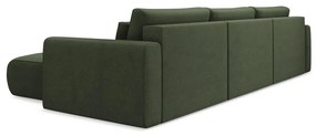 Divano angolare color kaki allungabile/con contenitore (a U) Kapua – Makamii