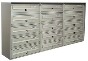 Casellario postale condominiale ALUBOX  Slim 15 posti formato rivista in alluminio argento satinato L 116 x P 30 x H 63 cm