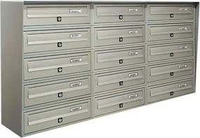 Casellario postale condominiale ALUBOX  Slim formato rivista in alluminio argento satinato L 116 x P 30 x H 63 cm