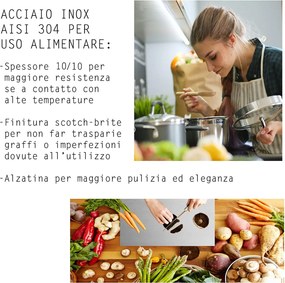 Tagliere Spianatoia per Alimenti Professionale con Alzatina 100x50 AISI 304...