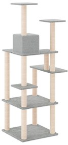 Albero per gatti con tiragraffi in sisal grigio chiaro 153 cm