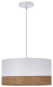 Lampada a sospensione bianca con impiallacciatura e paralume in tessuto ø 30 cm Bianco - Candellux Lighting