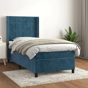 Giroletto A Molle Con Materasso Blu Scuro 100x200 Cm İn Velluto /