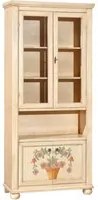 Vetrina in legno shabby avorio pennellato/decori 89x38x198