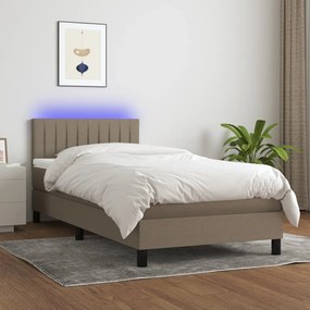 Letto A Molle Con Materasso E Led Tortora 90x190 Cm İn Tessuto /