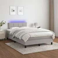 Letto a Molle Materasso e LED Grigio Chiaro 120x200 cm Tessuto 3133141